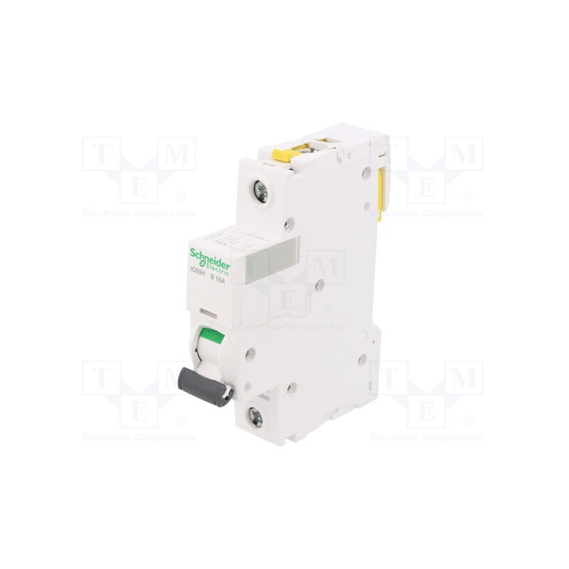 1 pcs x SCHNEIDER ELECTRIC - A9F06116 - Circuit breaker, 230VAC, Inom: 16A, Poles: 1, Charact: B, 10kA, IP20