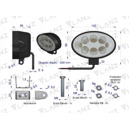 Ellipsa 24W 8 LED Glanz work lamp