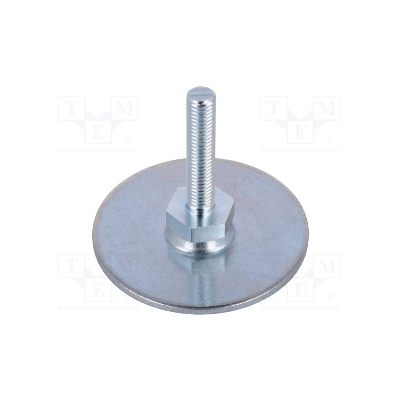 1 pcs x ELESA+GANTER - GN 40-60-M8-40-A0-S - Foot, Base dia: 60mm, M8, steel, Plunger length: 40mm, Plating: zinc
