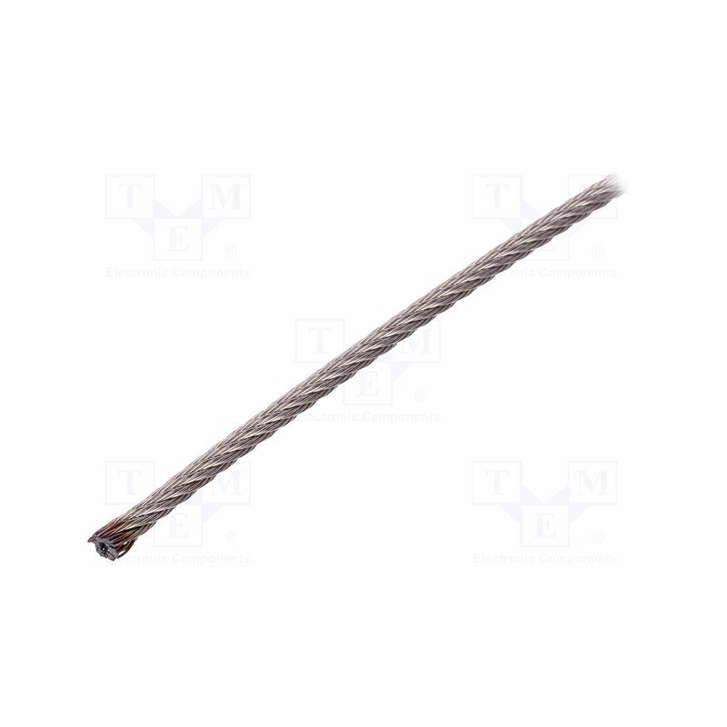 1 pcs x KRAFTBERG - L7X7-F4-A4/10M - Rope, acid resistant steel A4, Ørope: 4mm, L: 10m, Rope plexus: 7x7