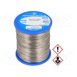 1 pcs x BROQUETAS - BROFIL 63 B2.1 0.5MM 250G - Soldering wire, Sn63Pb37, 0.5mm, 250g, lead-based, reel, 183°C