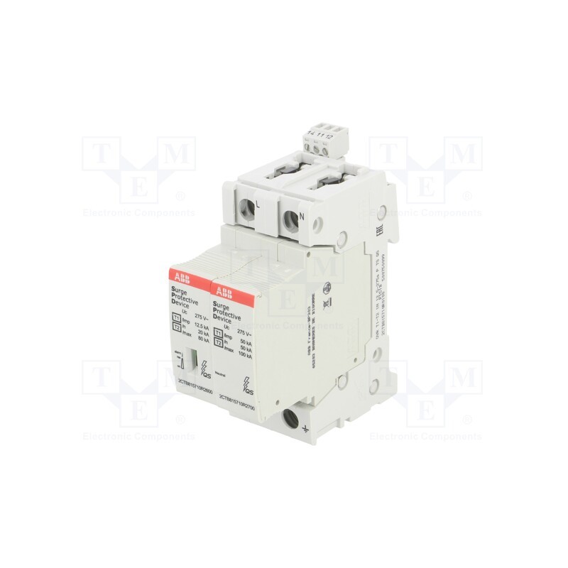 1 pcs x ABB - OVR T1-T2 1N 12.5-275S P TS QS - Surge arrestor, Type 1+2, Poles: 1+N, In 8/20us: 80kA, -40÷80°C