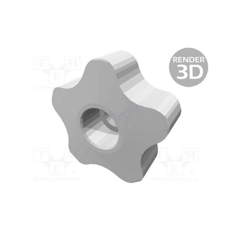 1 pcs x ELESA+GANTER - VCT.50 FP-M12 - Knob, Ø: 50mm, Int.thread: M12, 20mm, H: 32mm, technopolymer PP