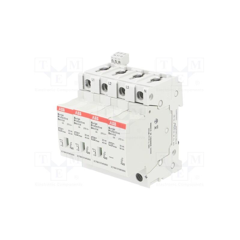 1 pcs x ABB - OVR T2 3N 40-275S P TS QS - Surge arrestor, Type 2, Poles: 3+N, In 8/20us: 40kA, -40÷80°C, IP20