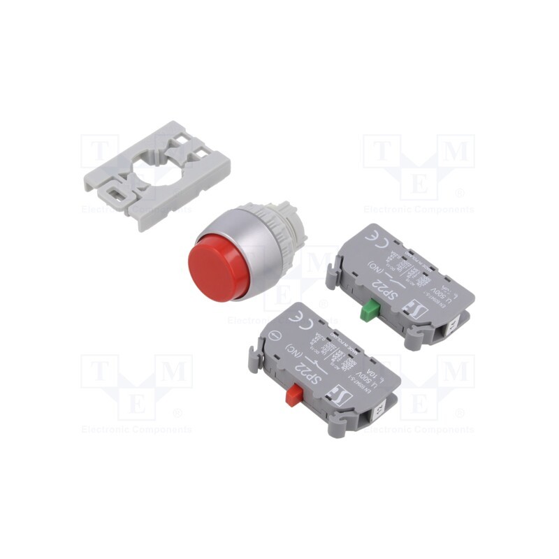 1 pcs x SPAMEL - SP22-WC-11 - Switch: push-button, 22mm, Stabl.pos: 1, NC + NO, red, none, IP65