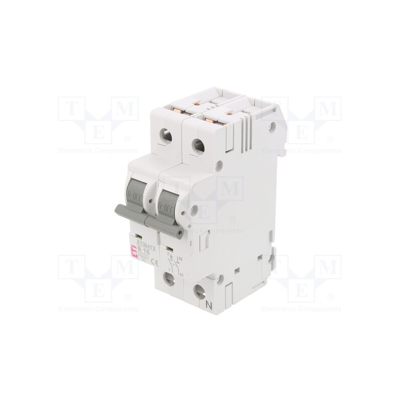 1 pcs x ETI POLAM - ETIMAT 6 1P+N B16 - Circuit breaker, 230/400VAC, Inom: 16A, Poles: 1+N, Charact: B, 6kA