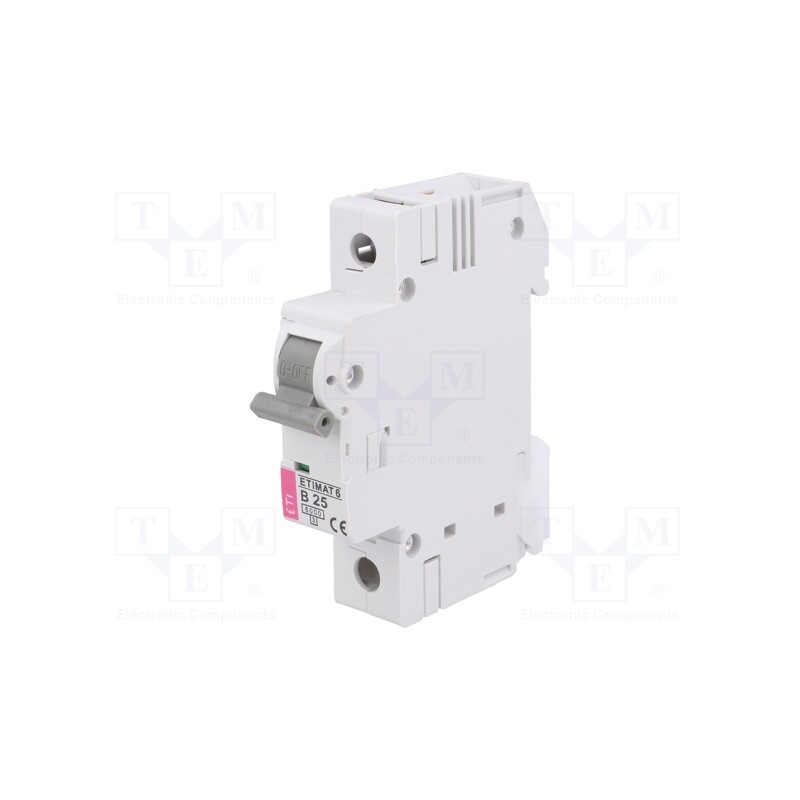 1 pcs x ETI POLAM - ETIMAT 6 1P B25 - Circuit breaker, 230/400VAC, Inom: 25A, Poles: 1, Charact: B, 6kA