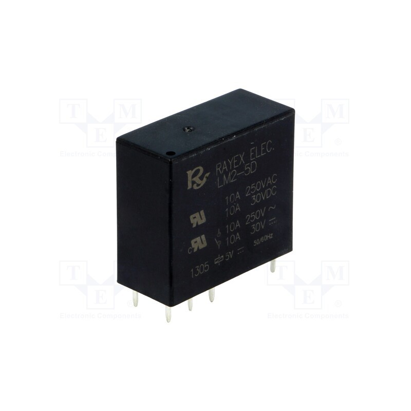 1 pcs x Recoy/RAYEX ELECTRONICS - LM2-5D - Relay: electromagnetic, DPDT, Ucoil: 5VDC, Icontacts max: 5A, PCB