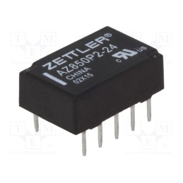 1 pcs x ZETTLER - AZ850P2-24 - Relay: electromagnetic, DPDT, Ucoil: 24VDC, 1A, 0.5A/125VAC, PCB