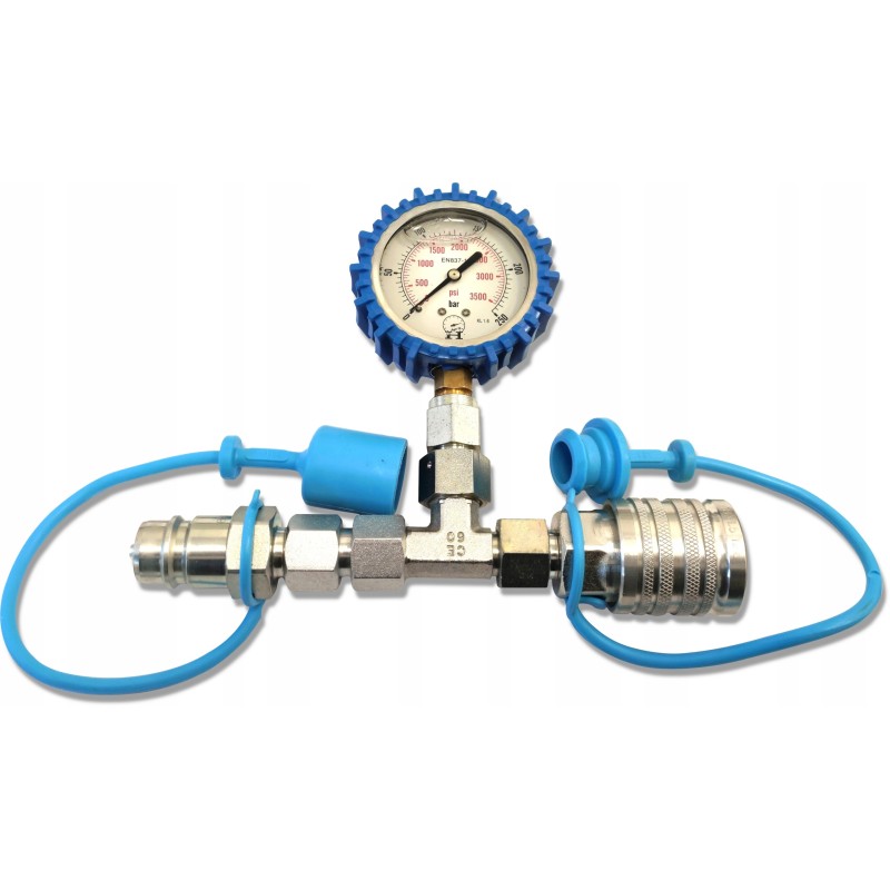 Pressure gauge with a set of euro quick connectors 0 250 bar