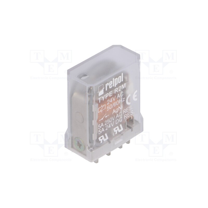 1 pcs x RELPOL - R2M-2012-23-5024 - Relay: electromagnetic, DPDT, Ucoil: 24VAC, Icontacts max: 10A