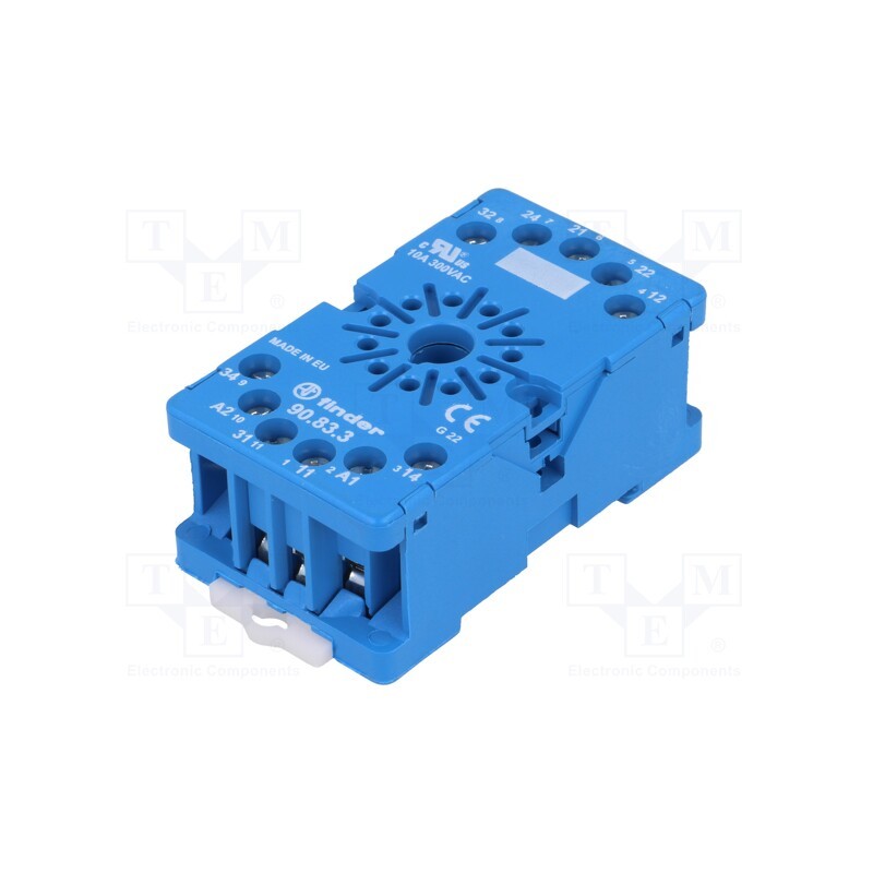 1 pcs x FINDER - 90.83.3 - Socket, PIN: 11, 10A, 250VAC, on panel,for DIN rail mounting