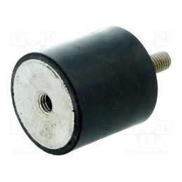 1 pcs x ELESA+GANTER - DVA.2-40-40-SST-M8-23-55 - Vibration damper, M8, Ø: 40mm, rubber, L: 40mm, Thread len: 23mm