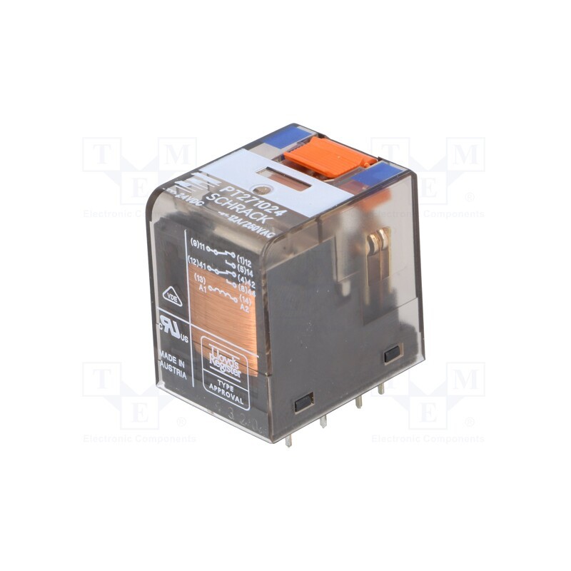 1 pcs x TE Connectivity - 5-1419111-3 - Relay: electromagnetic, DPDT, Ucoil: 24VDC, Icontacts max: 12A