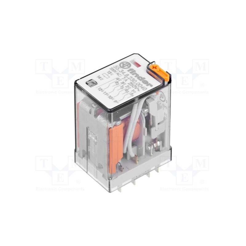 1 pcs x FINDER - 55.34.8.230.0040 - Relay: electromagnetic, 4PDT, Ucoil: 230VAC, Icontacts max: 15A