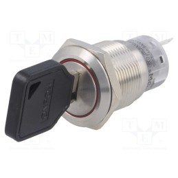 1 pcs x ONPOW - LAS1-AGQ-11Y/23/S - Switch: key switch, Stabl.pos: 1, Switch.method: ON-(ON), Ø19mm