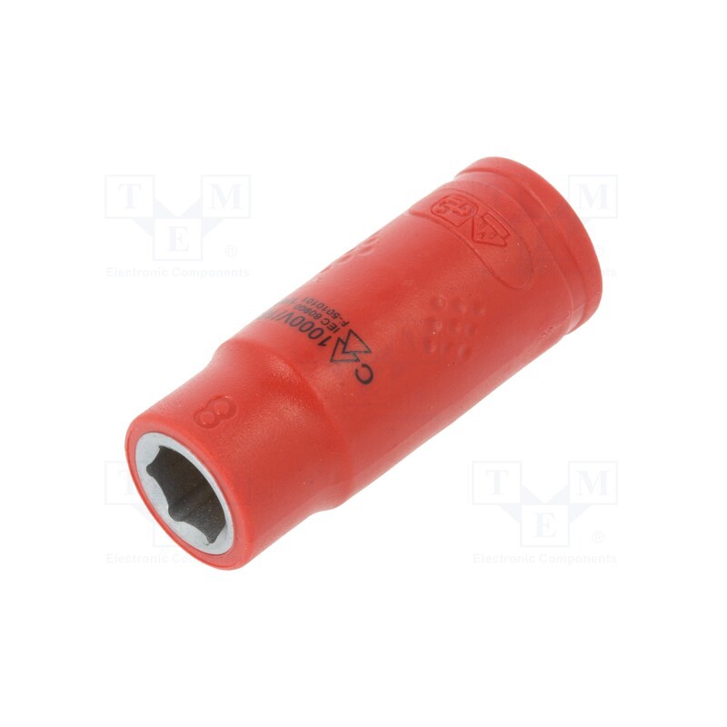 1 pcs x WIHA - 43093 - Socket, 6-angles,insulated,socket spanner, HEX 8mm, 1/4', 42mm