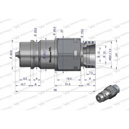 Euro quick connector hydraulic plug m22 x 1 5