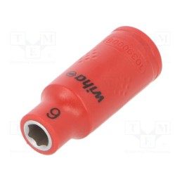 1 pcs x WIHA - 43091 - Socket, 6-angles,insulated,socket spanner, HEX 6mm, 1/4', 42mm