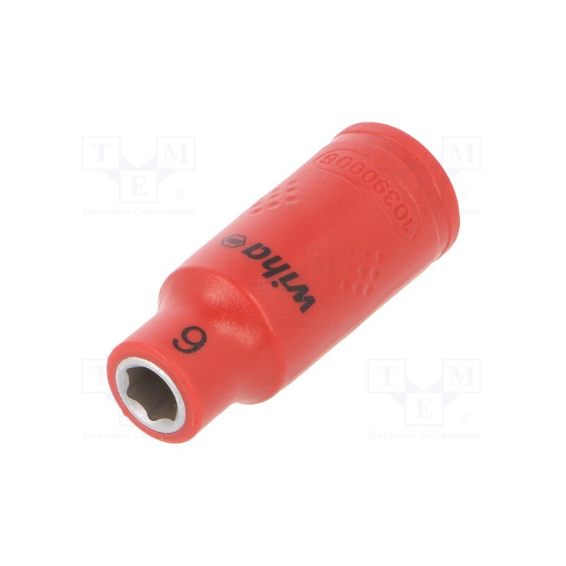 1 pcs x WIHA - 43091 - Socket, 6-angles,insulated,socket spanner, HEX 6mm, 1/4', 42mm