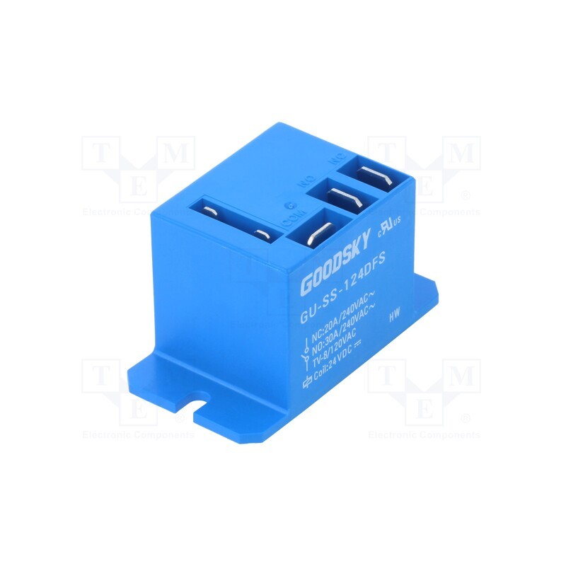 1 pcs x GOODSKY - GU-SS-124DFS - Relay: electromagnetic, SPDT, Ucoil: 24VDC, 30A, on panel, 930mW