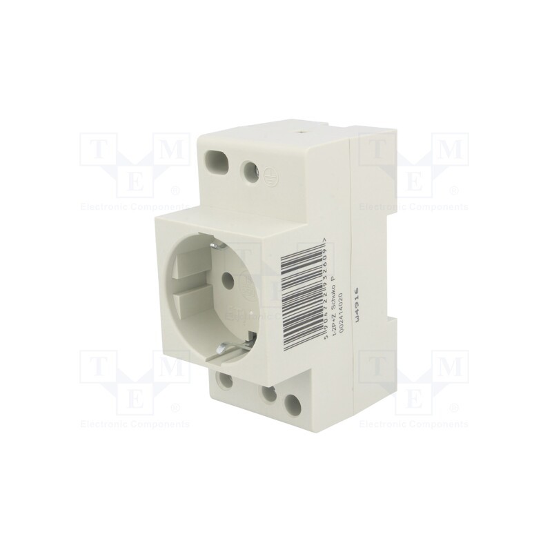 1 pcs x ETI POLAM - T-2P+Z SCHUKO P - F-type socket (Schuko), 230VAC, 10A, for DIN rail mounting