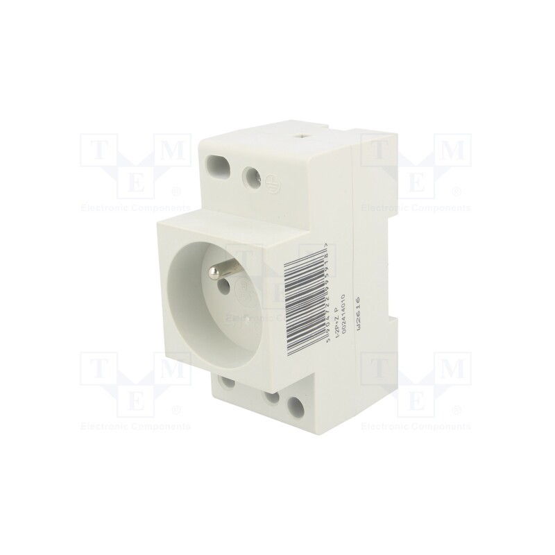 1 pcs x ETI POLAM - T-2P+Z P - E-type socket, 230VAC, 10A, for DIN rail mounting