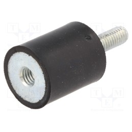 1 pcs x ELESA+GANTER - DVA.2-20-25-M6-18-55 - Vibration damper, M6, Ø: 20mm, rubber, L: 25mm, Thread len: 18mm