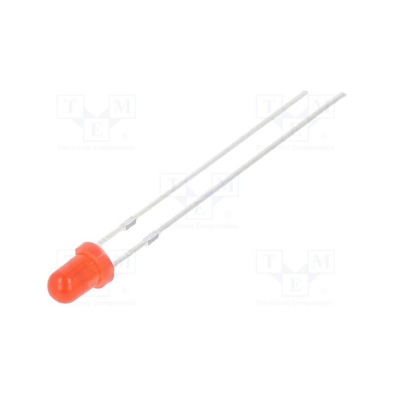 2 pcs x NTE Electronics - NTE3140 - LED, 3mm, red, 35mcd, 40°, Front: convex, 2.05V, No.of term: 2