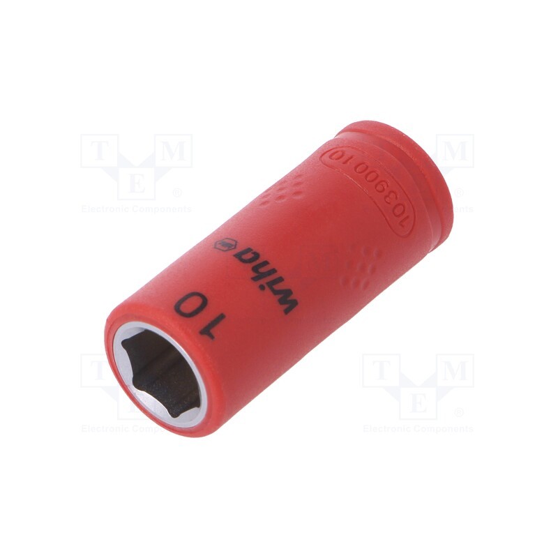 1 pcs x WIHA - 43095 - Socket, 6-angles,insulated,socket spanner, HEX 10mm, 1/4', 42mm