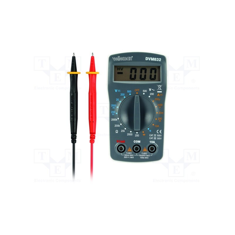 1 pcs x VELLEMAN - DVM832 - Digital multimeter, LCD, 3,5 digit (1999), VAC: 0÷200V,500V