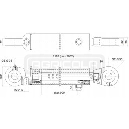 Hydraulic actuator 63 900 u35 l 1182 hydrolider