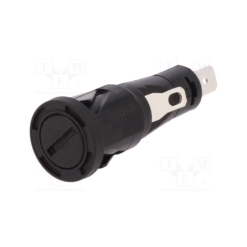 1 pcs x BULGIN - C0345RA - Fuse holder, cylindrical fuses, 6.3x32mm, 250V, on panel, black