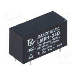 1 pcs x Recoy/RAYEX ELECTRONICS - LMR1-24D - Relay: electromagnetic, SPDT, Ucoil: 24VDC, 12A, 12A/250VAC, PCB
