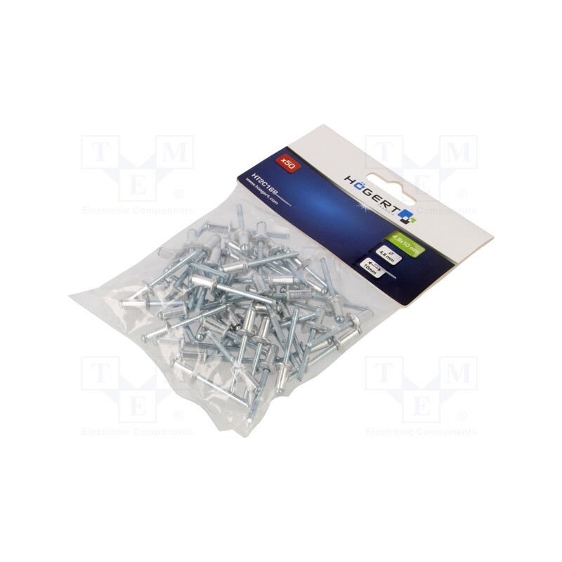 1 pcg x Hu00d6GERT TECHNIK - HT2C168 - Rivet, aluminium, Rivet diam: 4.8mm, L.rivet: 10mm, 50pcs.