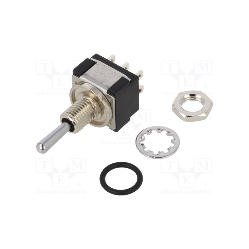1 pcs x KNITTER-SWITCH - MTE 206 S - Switch: toggle, Pos: 3, DPDT, (ON)-OFF-(ON), 6A/125VAC, 6A/6VDC