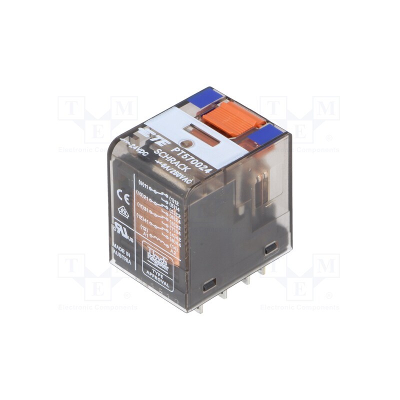 1 pcs x TE Connectivity - 1-1393154-2 - Relay: electromagnetic, 4PDT, Ucoil: 24VDC, Icontacts max: 6A, 777Ω