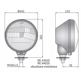 Ursus H4 headlight, left, metal housing