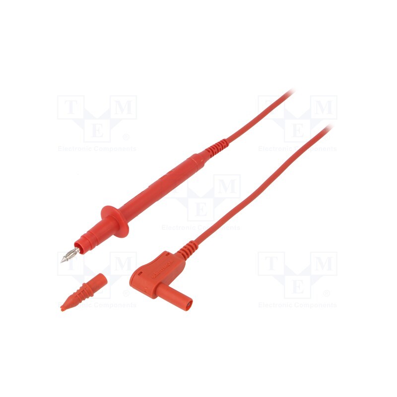 1 pcs x SCHu00dcTZINGER - SPL 7312 NI / 1 / 100 / RT - Test lead, 16A, probe tip x2,angular banana plug 4mm x2, Len: 1m