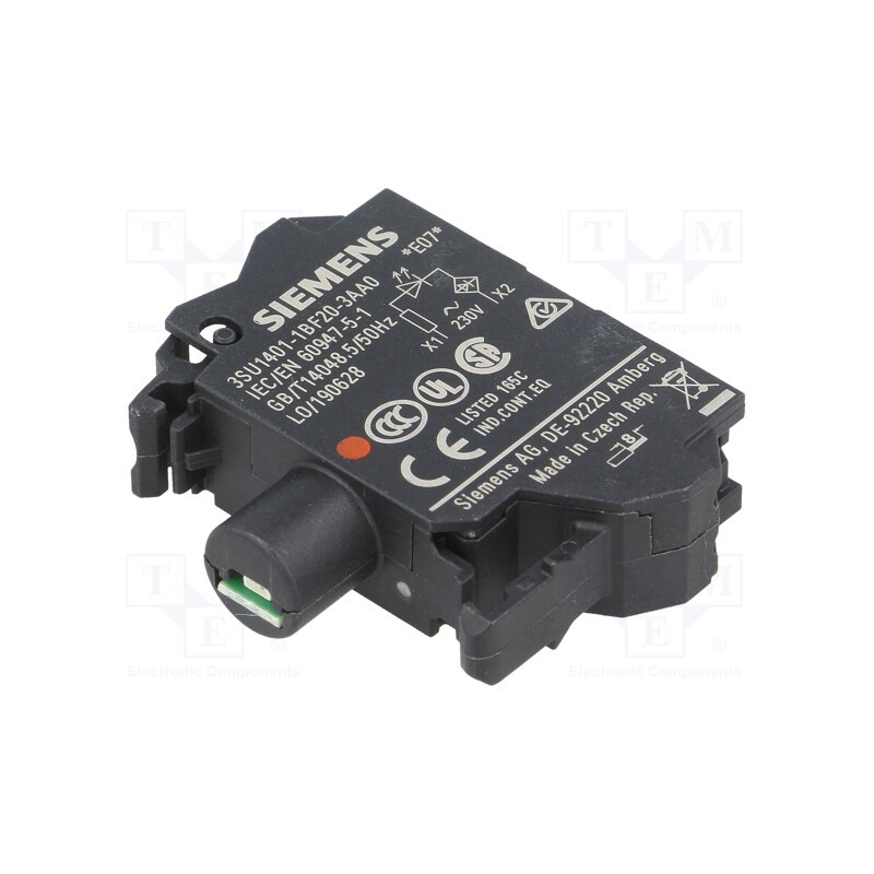 1 pcs x SIEMENS - 3SU1401-1BF20-3AA0 - Illuminating unit, 22mm, 3SU1.5, -25÷70°C, Illumin: LED, front