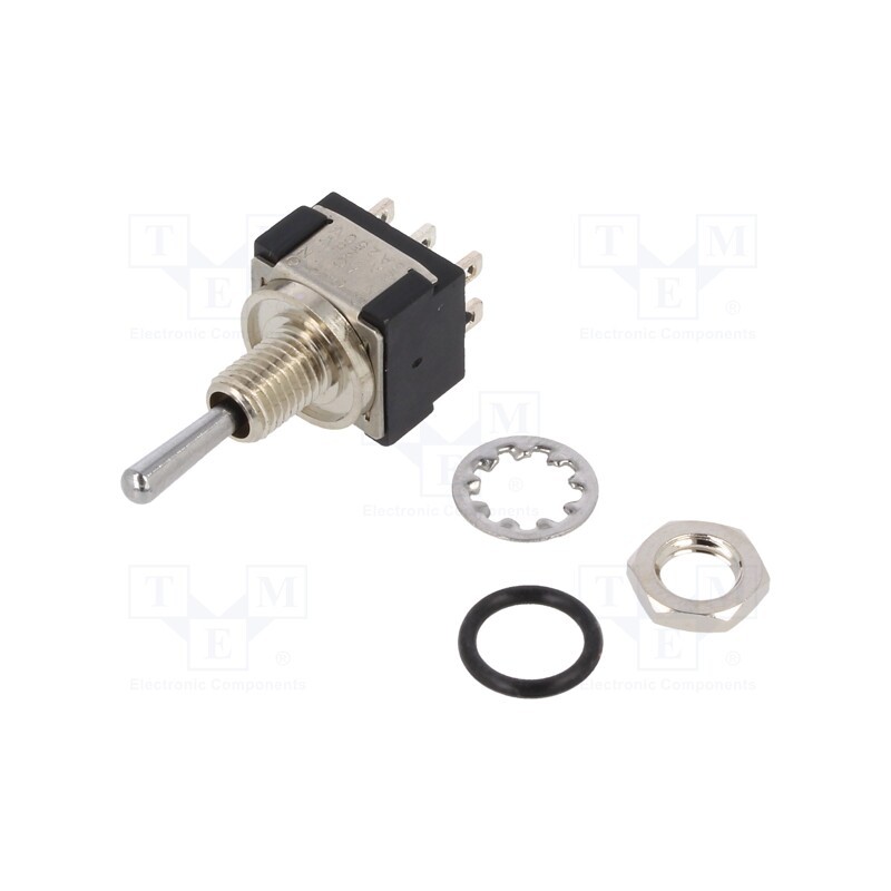 1 pcs x KNITTER-SWITCH - MTE 206 P - Switch: toggle, Pos: 3, DPDT, ON-OFF-ON, 6A/125VAC, 6A/6VDC, 20mΩ