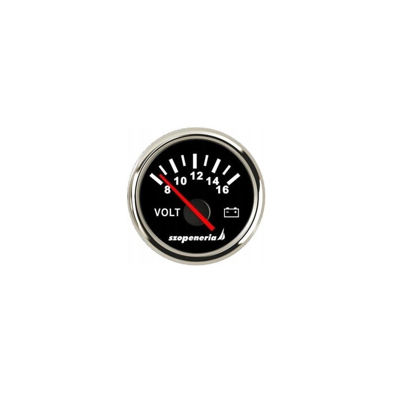 Voltage indicator voltmeter 8 16 v 52 mm black