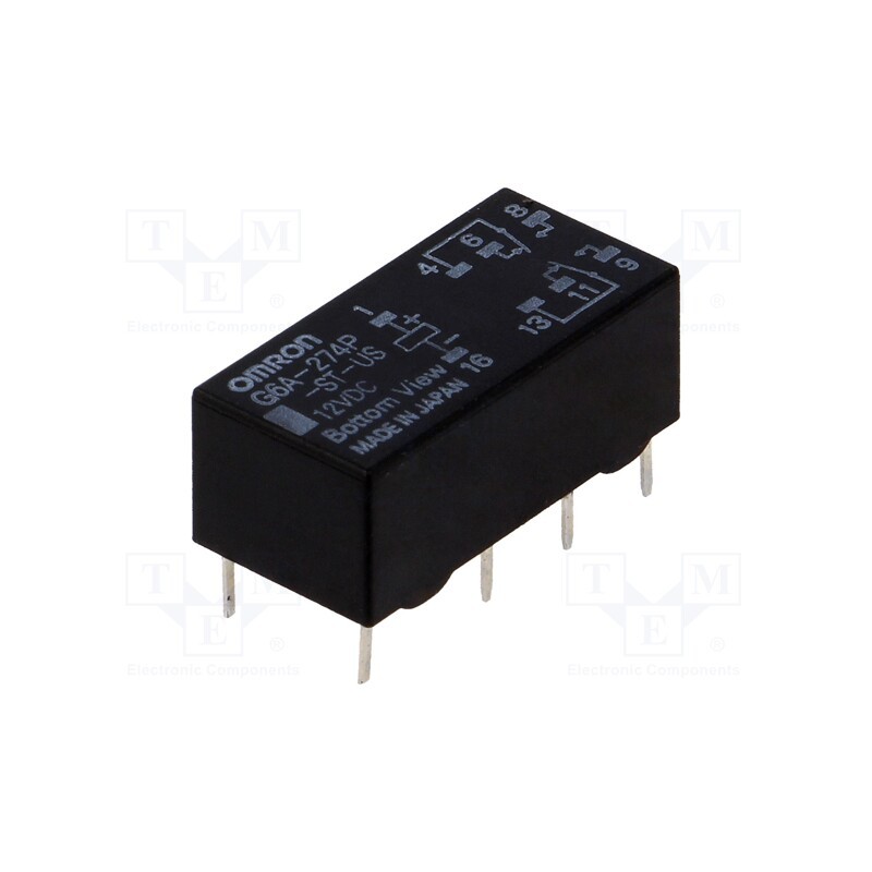 1 pcs x OMRON OCB - G6A-274P-ST-US 12VDC - Relay: electromagnetic, DPDT, Ucoil: 12VDC, Icontacts max: 2A, PCB