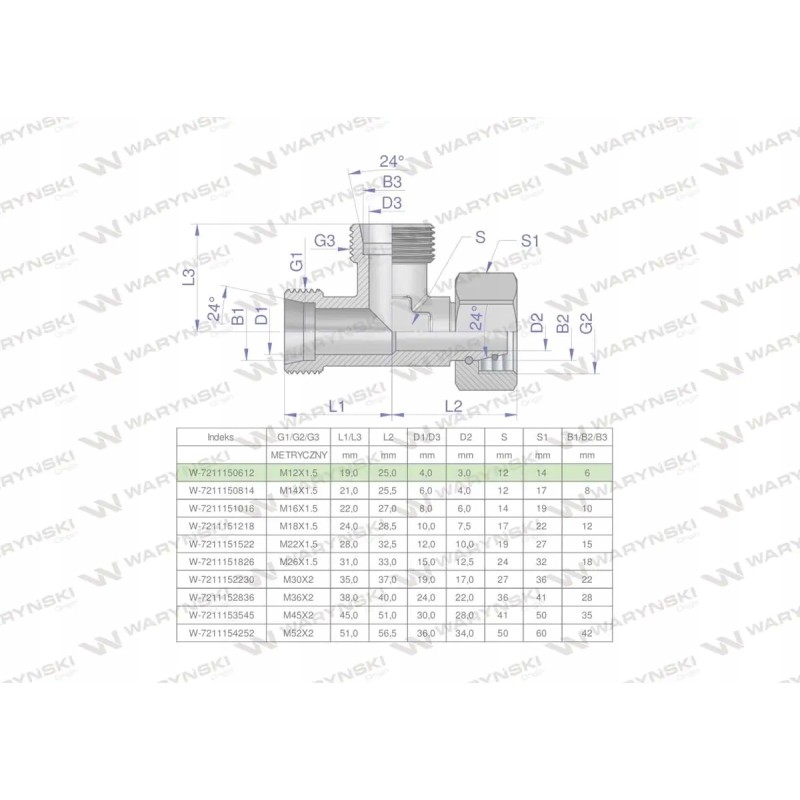 Asymmetrical metric hydraulic tee bba
