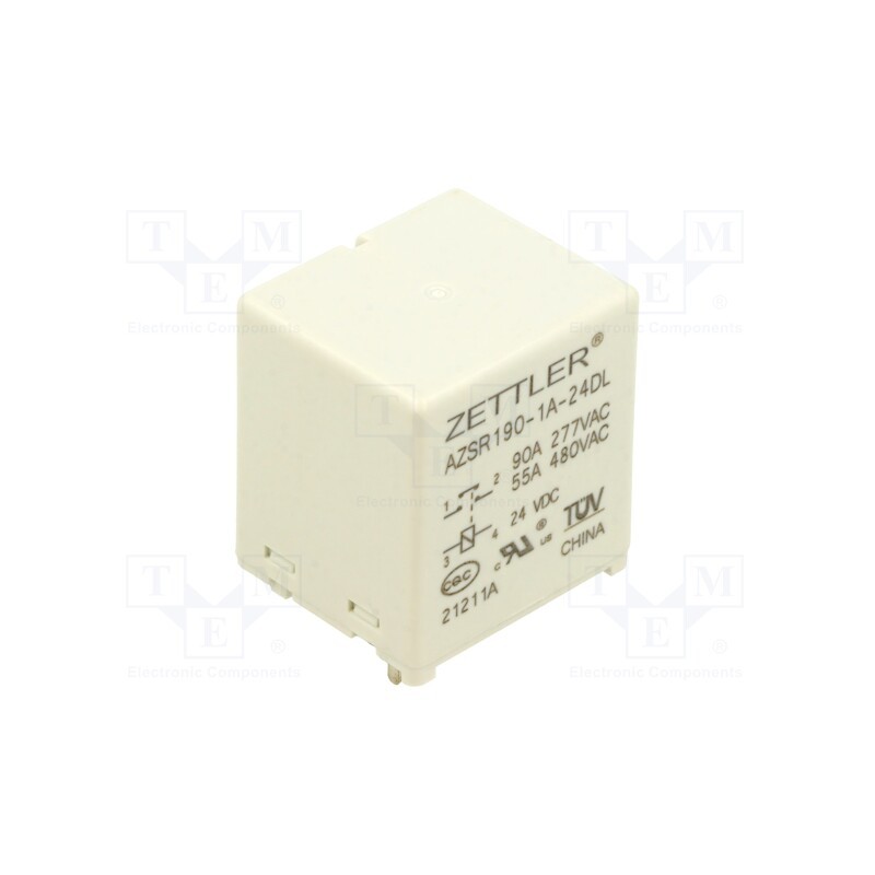 1 pcs x ZETTLER - AZSR190-1A-24DL - Relay: electromagnetic power, SPST-NO, Ucoil: 24VDC, 90A, PCB, 1.9W