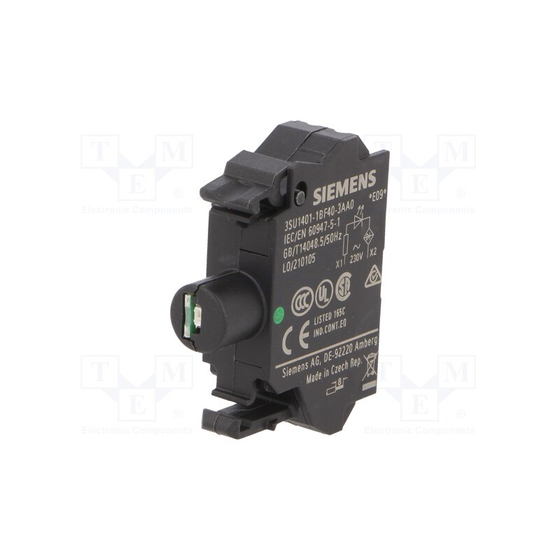 1 pcs x SIEMENS - 3SU1401-1BF40-3AA0 - Illuminating unit, 22mm, 3SU1.5, -25÷70°C, Illumin: LED, front