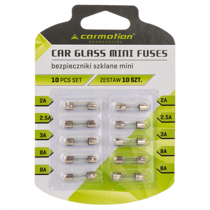 Set of 10 standard glass fuses