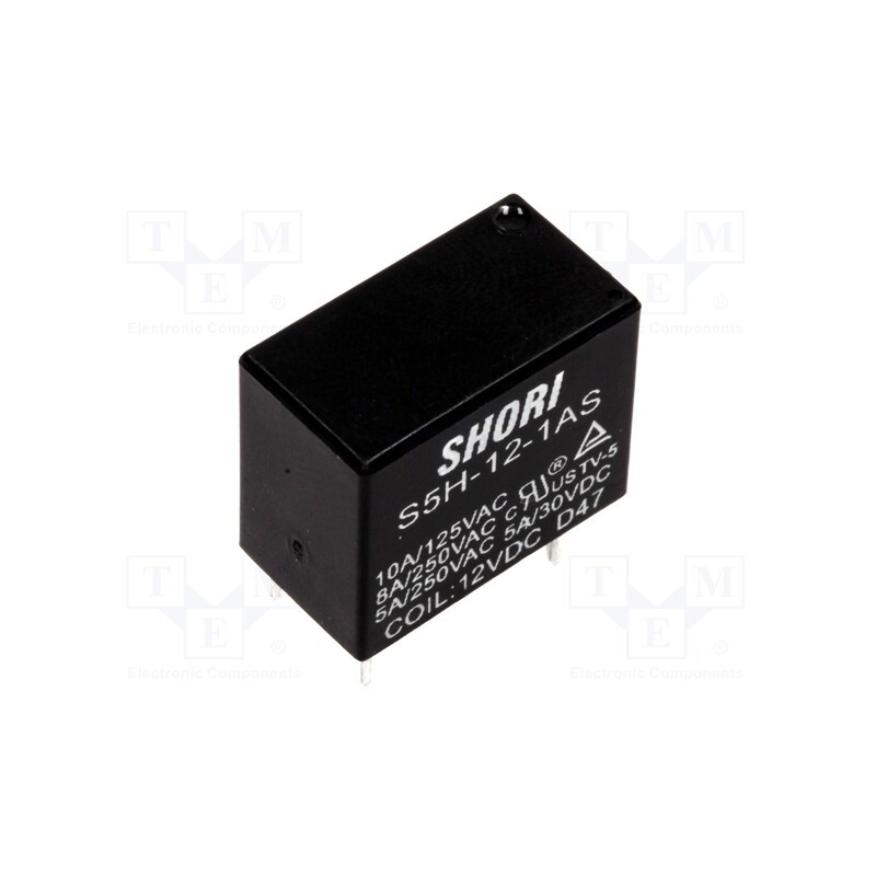 1 pcs x SHORI ELECTRIC - S5H-12-1AS - Relay: electromagnetic, SPST-NO, Ucoil: 12VDC, Icontacts max: 8A
