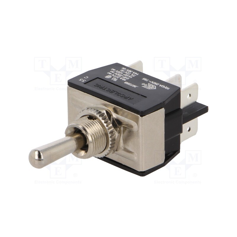 1 pcs x BULGIN - C3972BB - Switch: toggle, Pos: 3, DP3T, (ON)-OFF-(ON), 16A/250VAC, 100mΩ, IP40