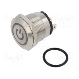 1 pcs x ONPOW - ONPOW6219F-10ZET/J/B/24V/S - Switch: vandal resistant, Pos: 2, SPST-NO, 20A/220VAC, IP40, OFF-ON